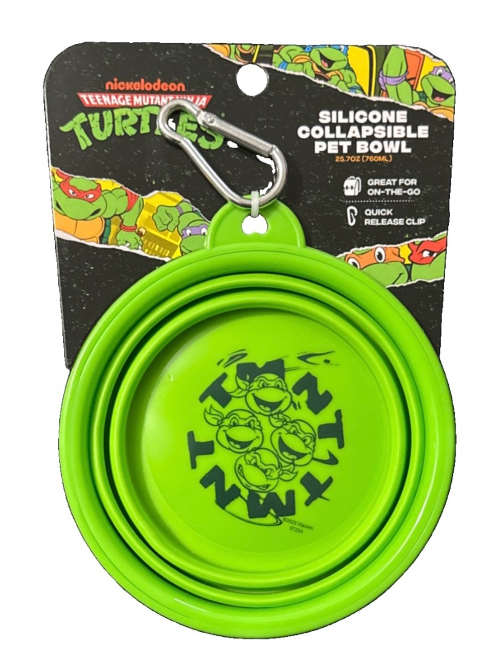Silicone Collapsible Pet Bowl Green Ninja Turtles NEW